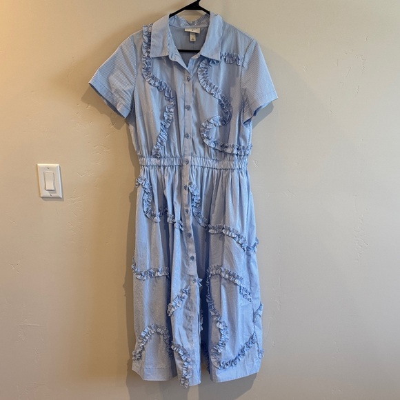 Kate Spade Target Blue Ruffle Button-Down Dress Size M - Picture 5 of 12